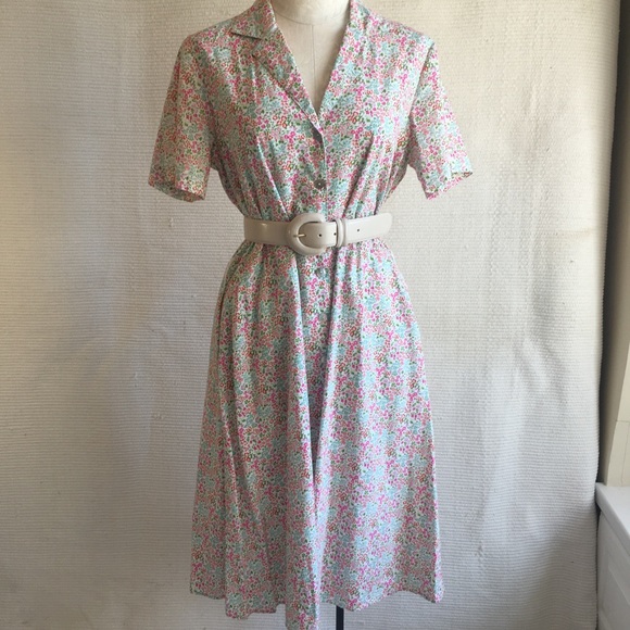 Vintage Dresses & Skirts - Vintage 70s OS Cotton Floral Printed Day Dress